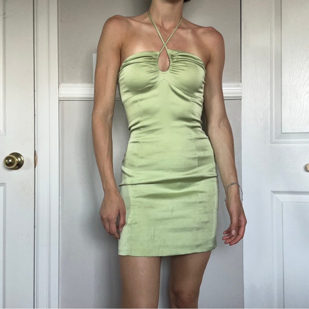 Aritzia Sunday Best Green Halter Dress